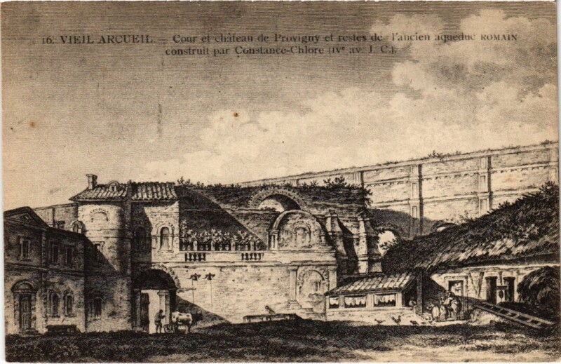 Carte postale ancienne Arcueil Cour et chateau de Provigny France à Arcueil