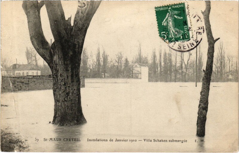 Carte postale ancienne Saint-Maur Villa Schaken submergee France