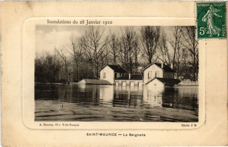 Carte postale ancienne Saint-Maurice La Baignade France à Saint-Maurice