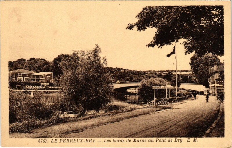 Carte postale ancienne Bry sur Marne Les bords de Marne au Pont France à Bry-sur-Marne