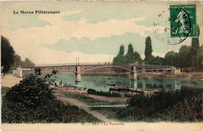 Carte postale ancienne Bry sur Marne La Passerelle France à Bry-sur-Marne