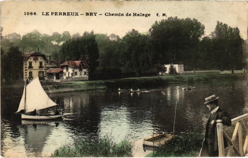 Carte postale ancienne Bry sur Marne Chemin de Halage France à Bry-sur-Marne