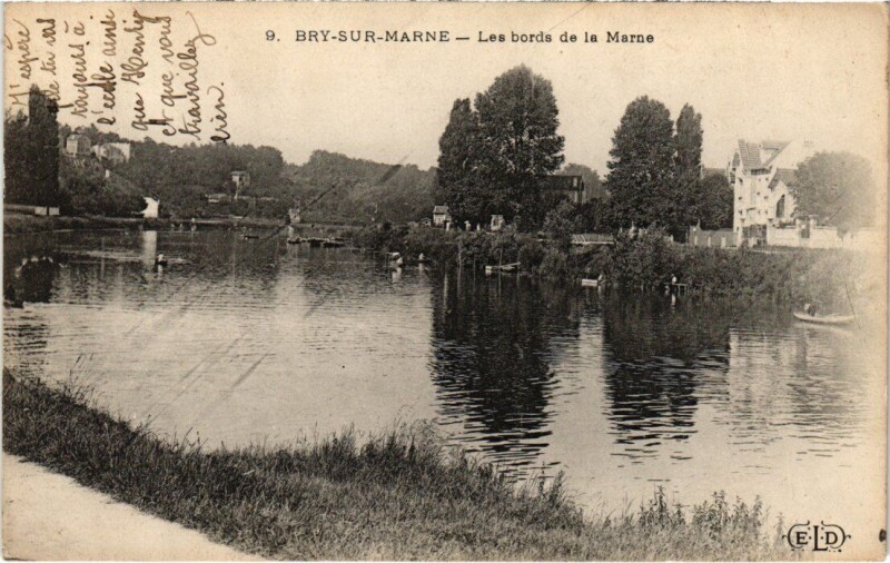 Carte postale ancienne Bry sur Marne Les bords de la Marne France à Bry-sur-Marne
