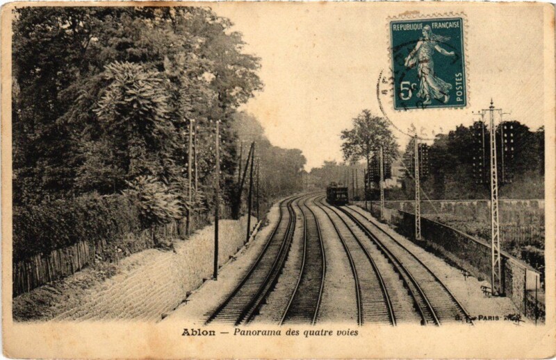 Carte postale ancienne Ablon Panorama des quatre voies France