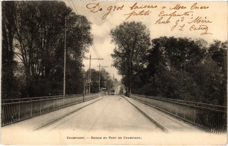Carte postale ancienne Champigny Dessus du Pont France
