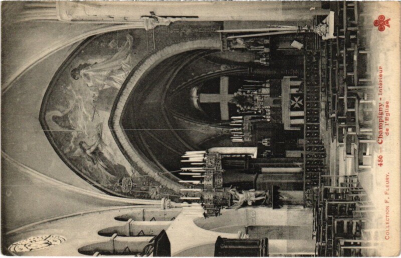 Carte postale ancienne Champigny Interieur de la Gare France