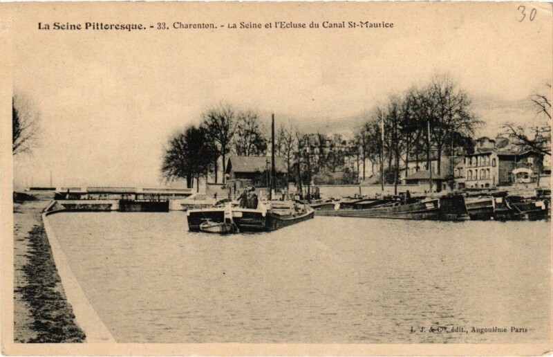 Carte postale ancienne Charenton La Seine et l'Ecluse du Canal Saint-Maurice France à Saint-Maurice