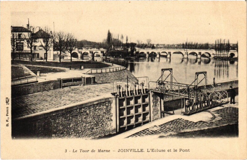 Carte postale ancienne Joinville-le-Pont L'Ecluse et le Pont France à Joinville-le-Pont