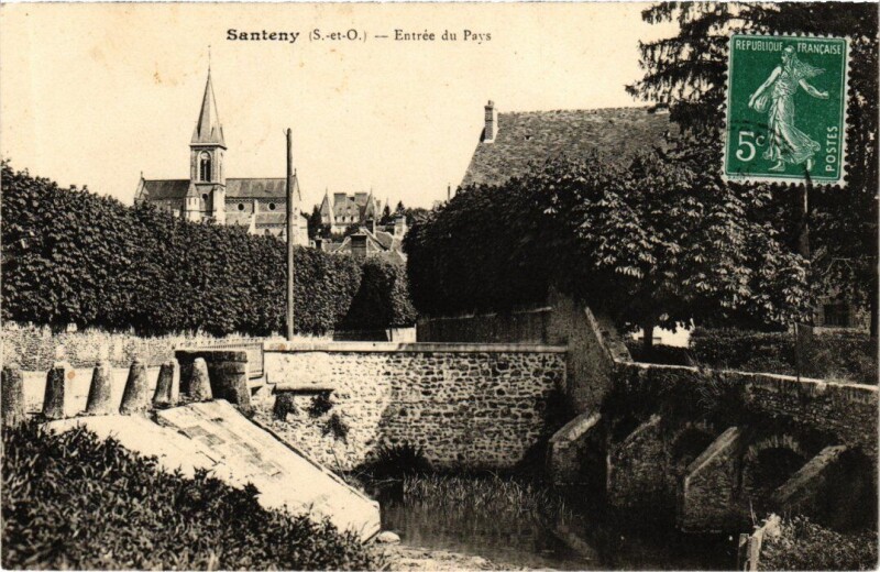 Carte postale ancienne Santeny Entree du Pays France à Santeny