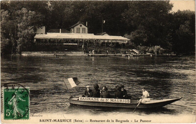 Carte postale ancienne Saint-Maurice Restaurant de la Baignade France à Saint-Maurice