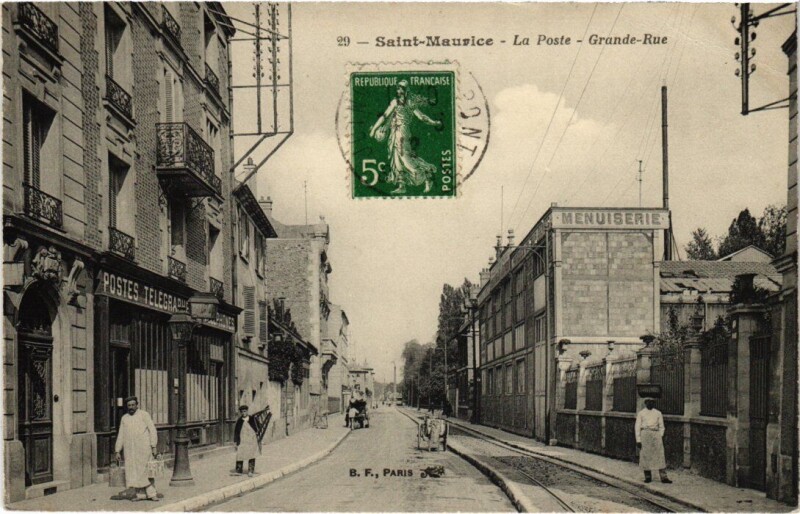 Carte postale ancienne Saint-Maurice La Poste, Grande Rue France à Saint-Maurice