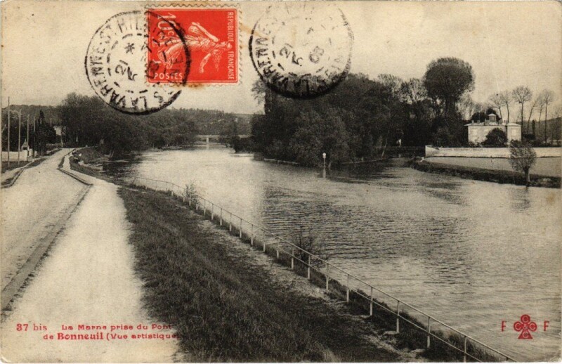 Carte postale ancienne Bonneuil La Marne prise du Pont France