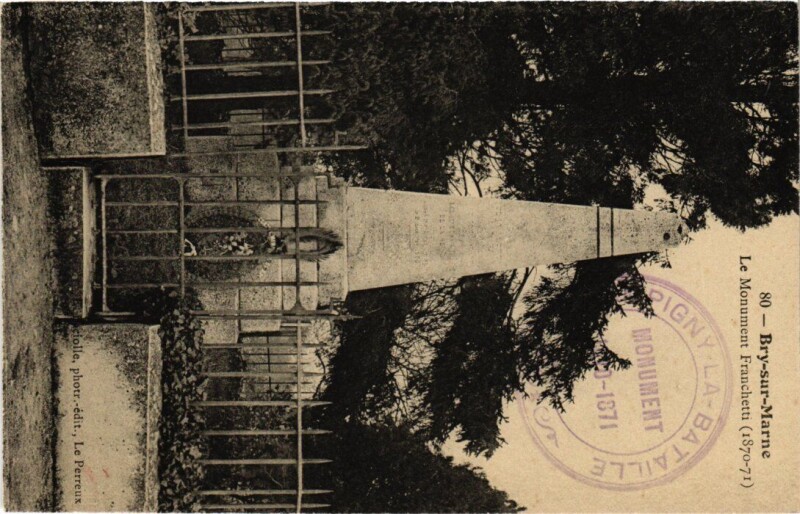 Carte postale ancienne Bry sur Marne Le Monument Franchetti France à Bry-sur-Marne