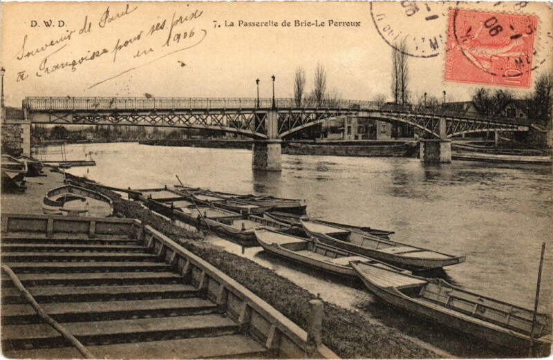 Carte postale ancienne Bry sur Marne La Passerelle France à Bry-sur-Marne