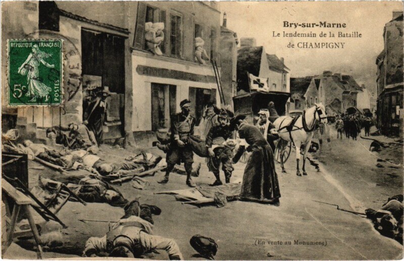 Carte postale ancienne Bry sur Marne Le lendemain de la Bataille France à Bry-sur-Marne