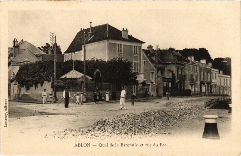 Carte postale ancienne Ablon Quai de la Baronnie et rue du Bac France