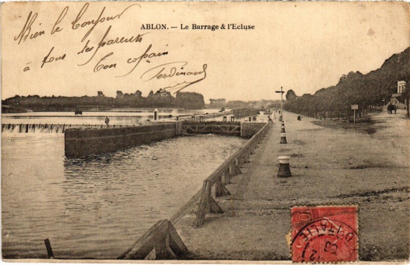 Carte postale ancienne Ablon Le Barrage et l'Ecluse France