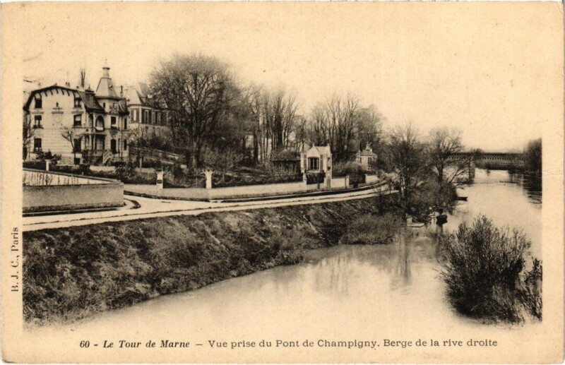 Carte postale ancienne Champigny Vue prise du Pont France