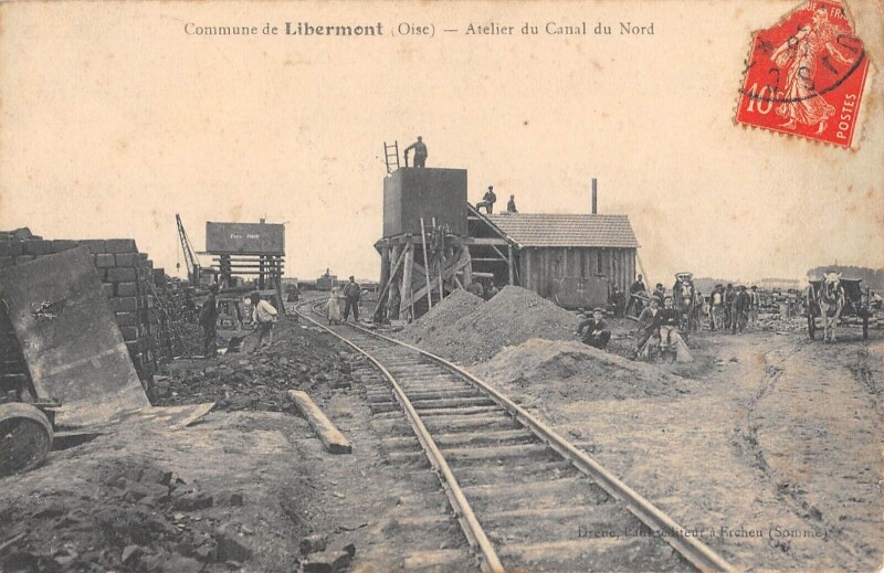 Carte postale ancienne Commune De Libermont - Atelier Du Canal Du Nord - Cpa Rare à Libermont