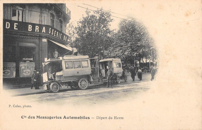 Carte postale ancienne Compagnie Des Messageries Automobiles - Depart Du Havre