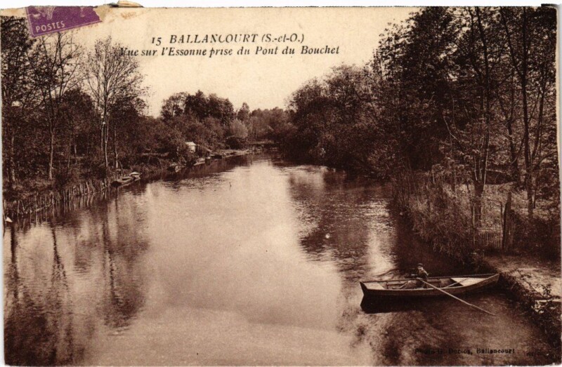 Carte postale ancienne Ballancourt Vue sur l'Essonne du Pont du Bouchet France