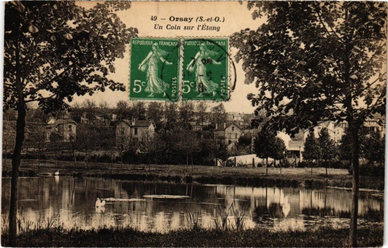 Carte postale ancienne Orsay Un Coin sur l'Etang France à Orsay