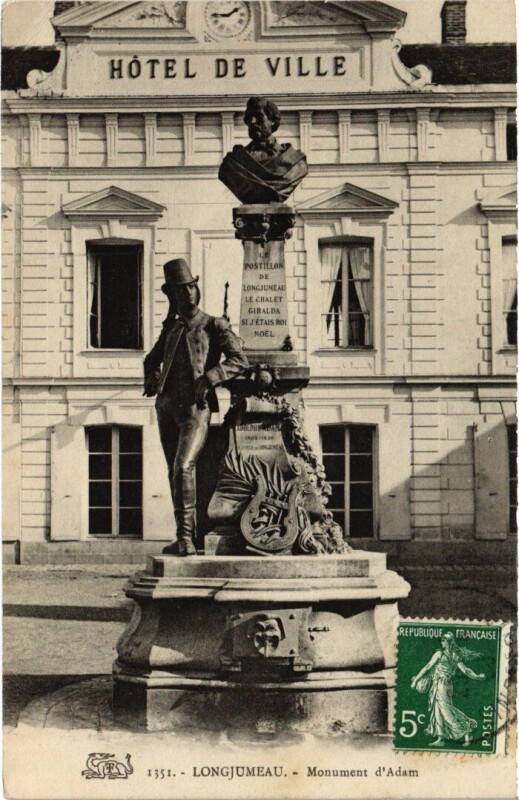 Carte postale ancienne Longjumeau Monument d'Adam France à Longjumeau