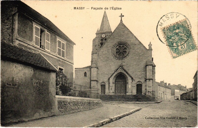 Carte postale ancienne Massy Facade de l'Eglise France à Massy