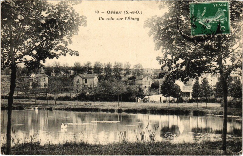 Carte postale ancienne Orsay Un coin s l'Etang France à Orsay