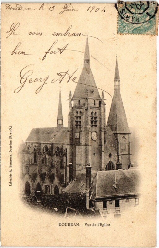 Carte postale ancienne Dourdan Vue de l'Eglise France à Dourdan