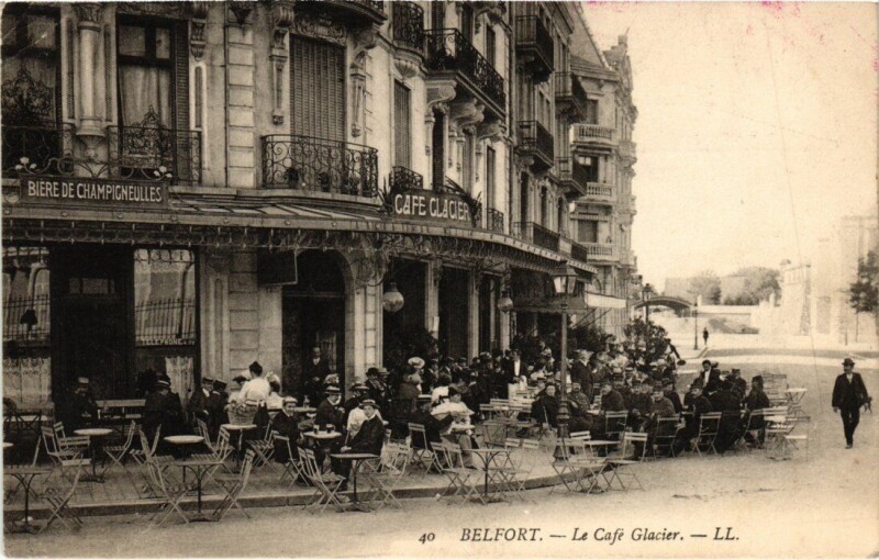 Carte postale ancienne Belfort Cafe Glacier à Belfort