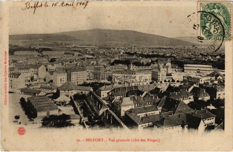 Carte postale ancienne Belfort vue generale à Belfort