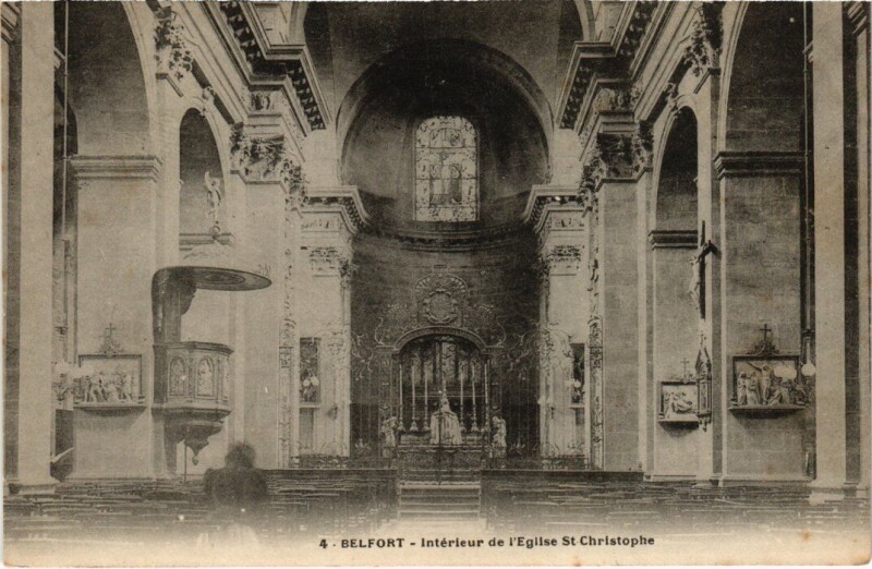 Carte postale ancienne Belfort Interieur de l'Eglise Saint-Christophe à Belfort