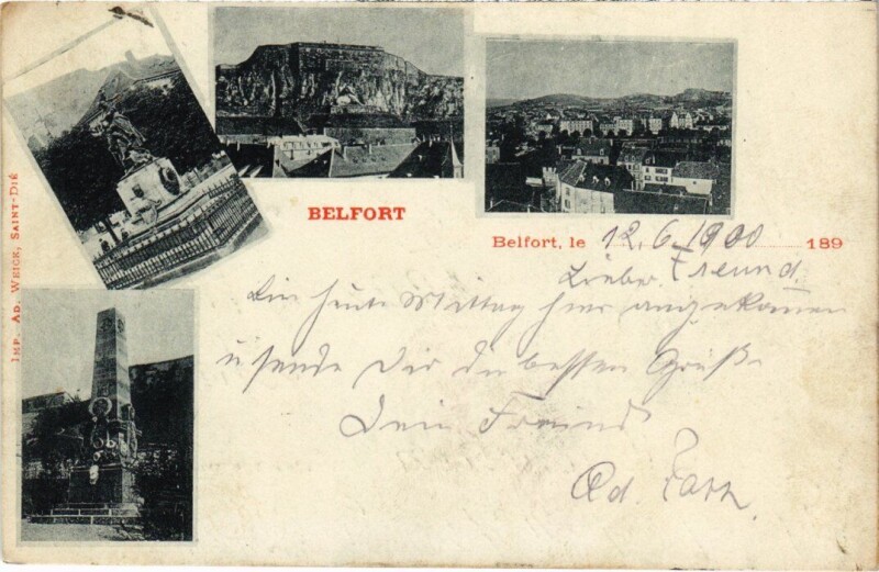 Carte postale ancienne Belfort souvenir à Belfort