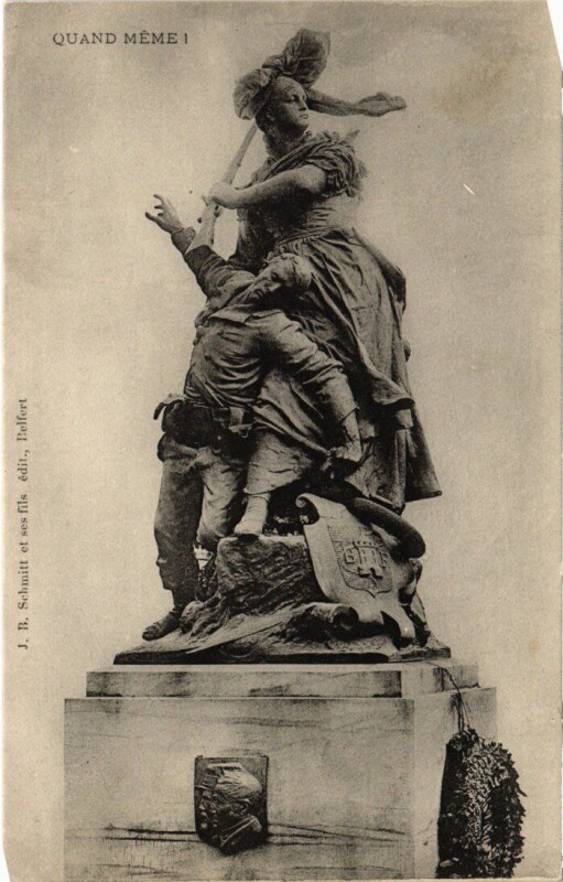 Carte postale ancienne Belfort Statue Quand Meme à Belfort
