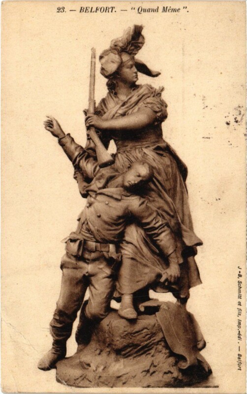 Carte postale ancienne Belfort Statue Quand Meme à Belfort