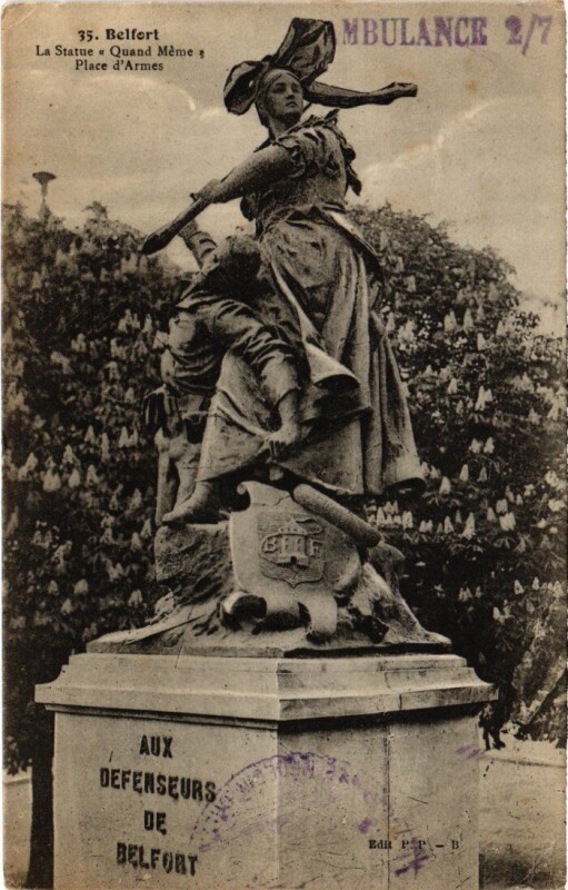 Carte postale ancienne Belfort Statue Quand Meme à Belfort