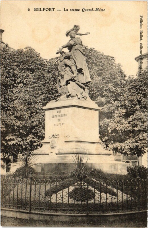 Carte postale ancienne Belfort Statue Quand Meme à Belfort