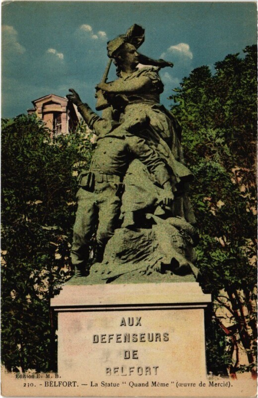 Carte postale ancienne Belfort Statue Quand Meme à Belfort