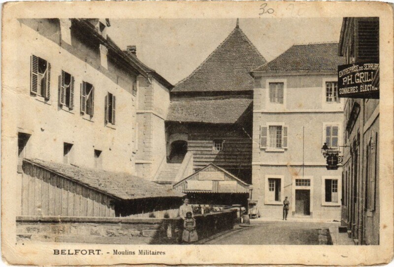 Carte postale ancienne Belfort Moulins Militaires à Belfort