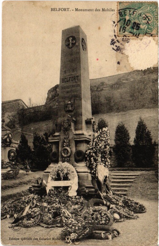 Carte postale ancienne Belfort Monument Cimetieres des Mobiles à Belfort