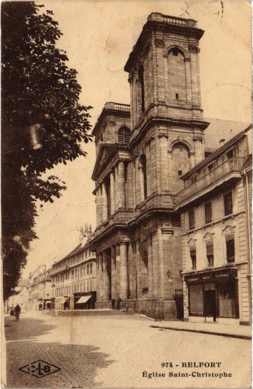 Carte postale ancienne Belfort Eglise Saint-Christophe à Belfort