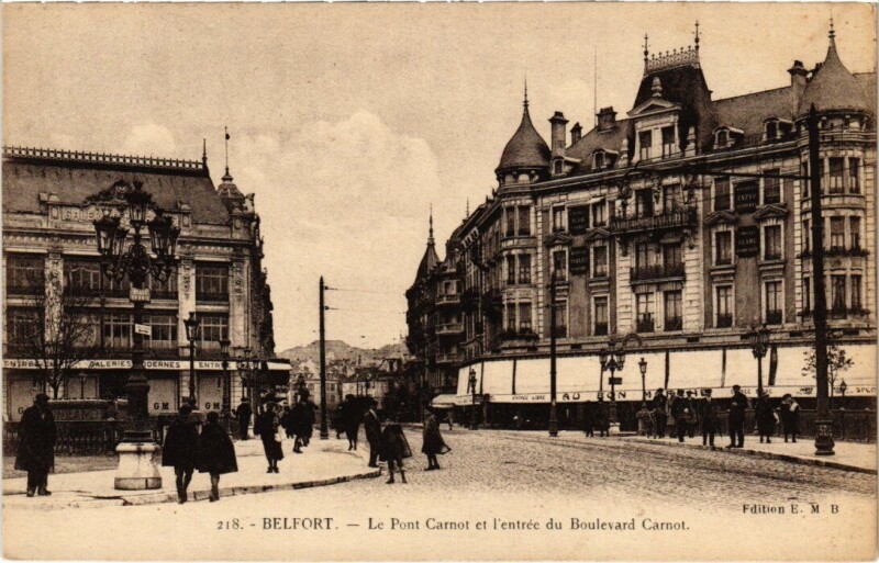 Carte postale ancienne Belfort Pont Carnot entree du Boulevard Carnot à Belfort