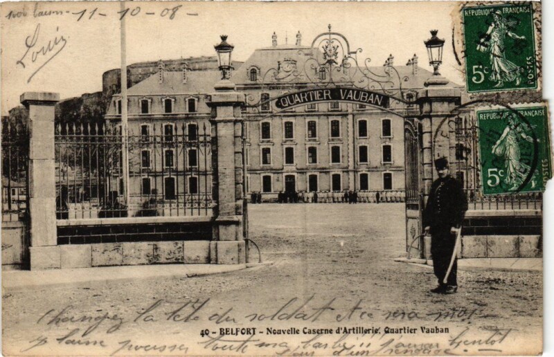 Carte postale ancienne Belfort Caserne d'Artillerie à Belfort