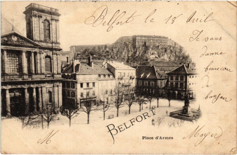 Carte postale ancienne Belfort Place d'Armes à Belfort