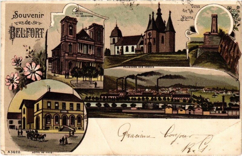 Carte postale ancienne Belfort souvenir à Belfort