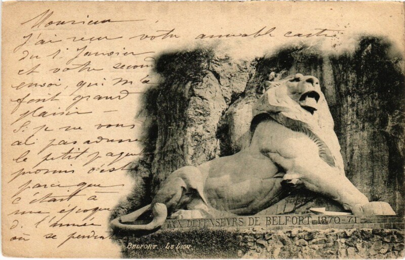 Carte postale ancienne Belfort Le Lion à Belfort