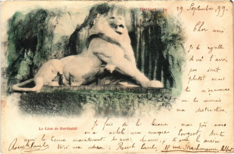 Carte postale ancienne Belfort Le Lion à Belfort