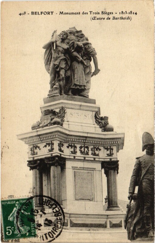 Carte postale ancienne Siege de Belfort Monument des Trois à Belfort