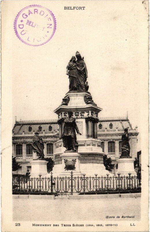 Carte postale ancienne Siege de Belfort Monument des Trois à Belfort